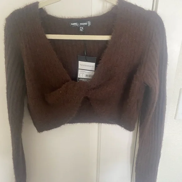 CARLI BYBEL X MISSGUIDED CHOCOLATE CO ORD FLUFFY KNIT SET - Picture 9 of 9